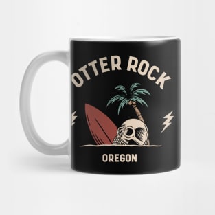 Vintage Surfing Otter Rock Oregon // Retro Surf Skull Mug